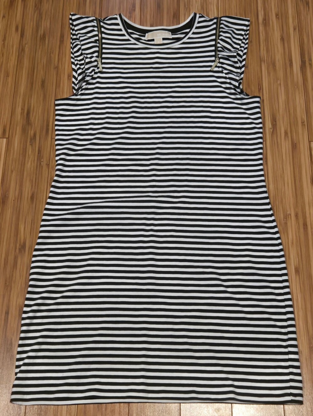Michael Kors Green & White Striped Cap Sleeve Dress